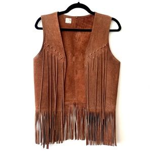 Vintage Suede Leather Fringe Vest